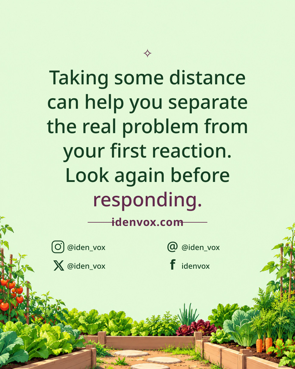 Taking some distance can help you separate the real problem from your first reaction. Look again before responding.