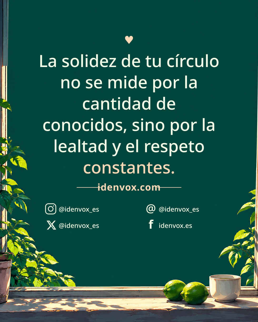 La solidez de tu círculo no se mide por la cantidad de conocidos, sino por la lealtad y el respeto constantes.
