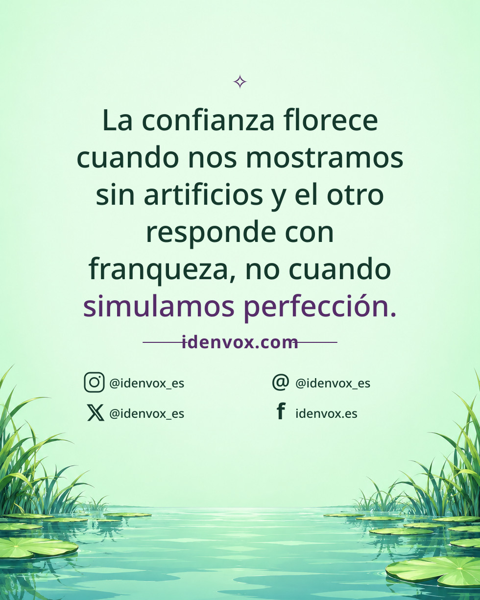 La confianza florece cuando nos mostramos sin artificios y el otro responde con franqueza, no cuando simulamos perfección.