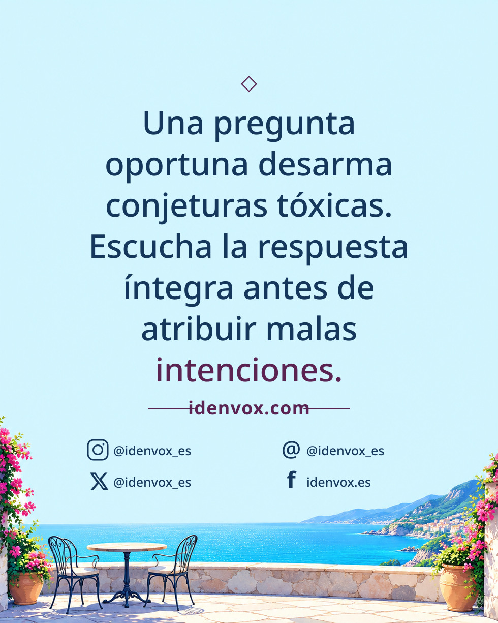 Una pregunta oportuna desarma conjeturas tóxicas. Escucha la respuesta íntegra antes de atribuir malas intenciones.