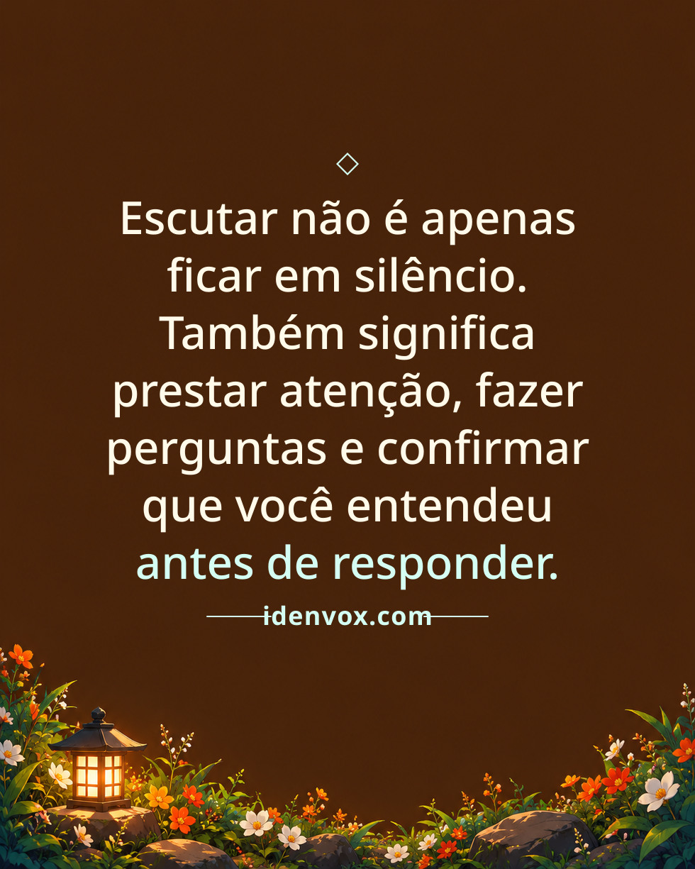 Escutar não é apenas ficar em silêncio. Também significa prestar atenção, fazer perguntas e confirmar que você entendeu antes de responder.
