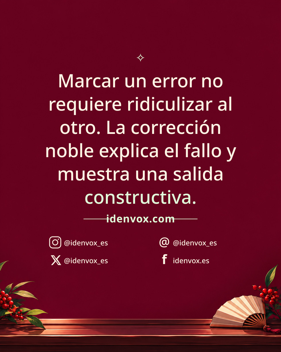 Marcar un error no requiere ridiculizar al otro. La corrección noble explica el fallo y muestra una salida constructiva.