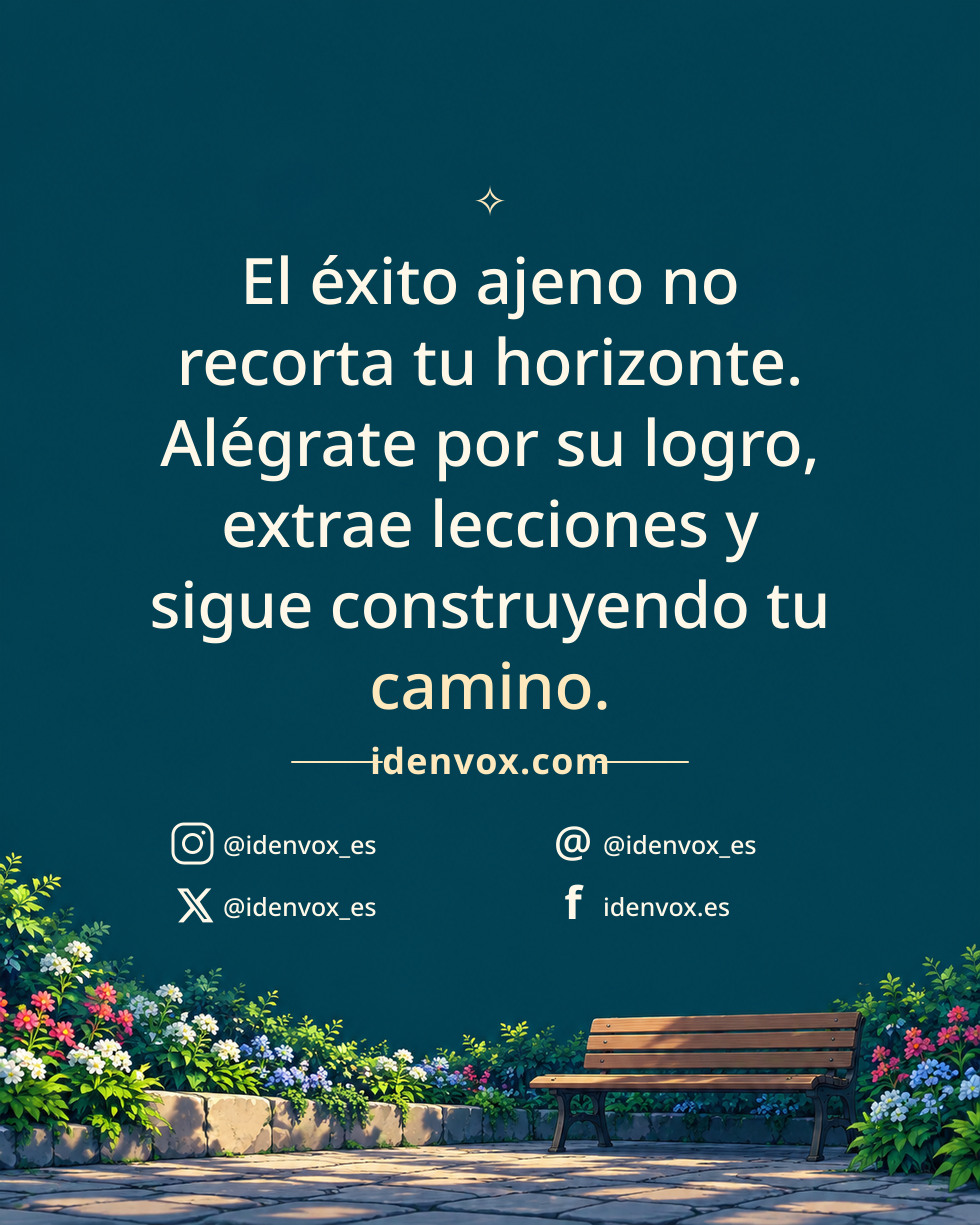 El éxito ajeno no recorta tu horizonte. Alégrate por su logro, extrae lecciones y sigue construyendo tu camino.