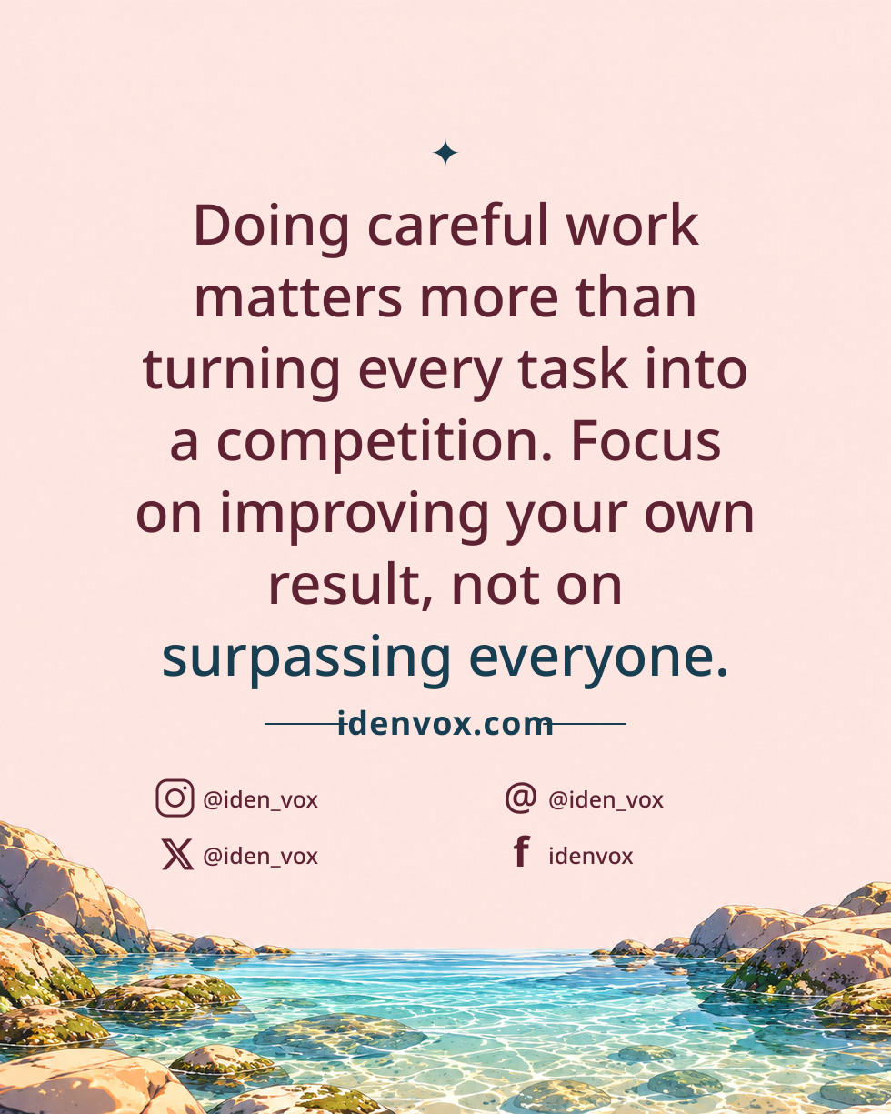 Doing careful work matters more than turning every task into a competition. Focus on improving your own result, not on surpassing everyone.