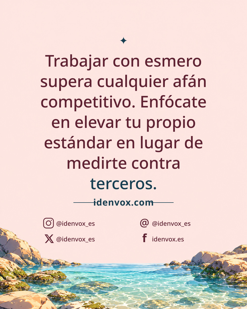 Trabajar con esmero supera cualquier afán competitivo. Enfócate en elevar tu propio estándar en lugar de medirte contra terceros.