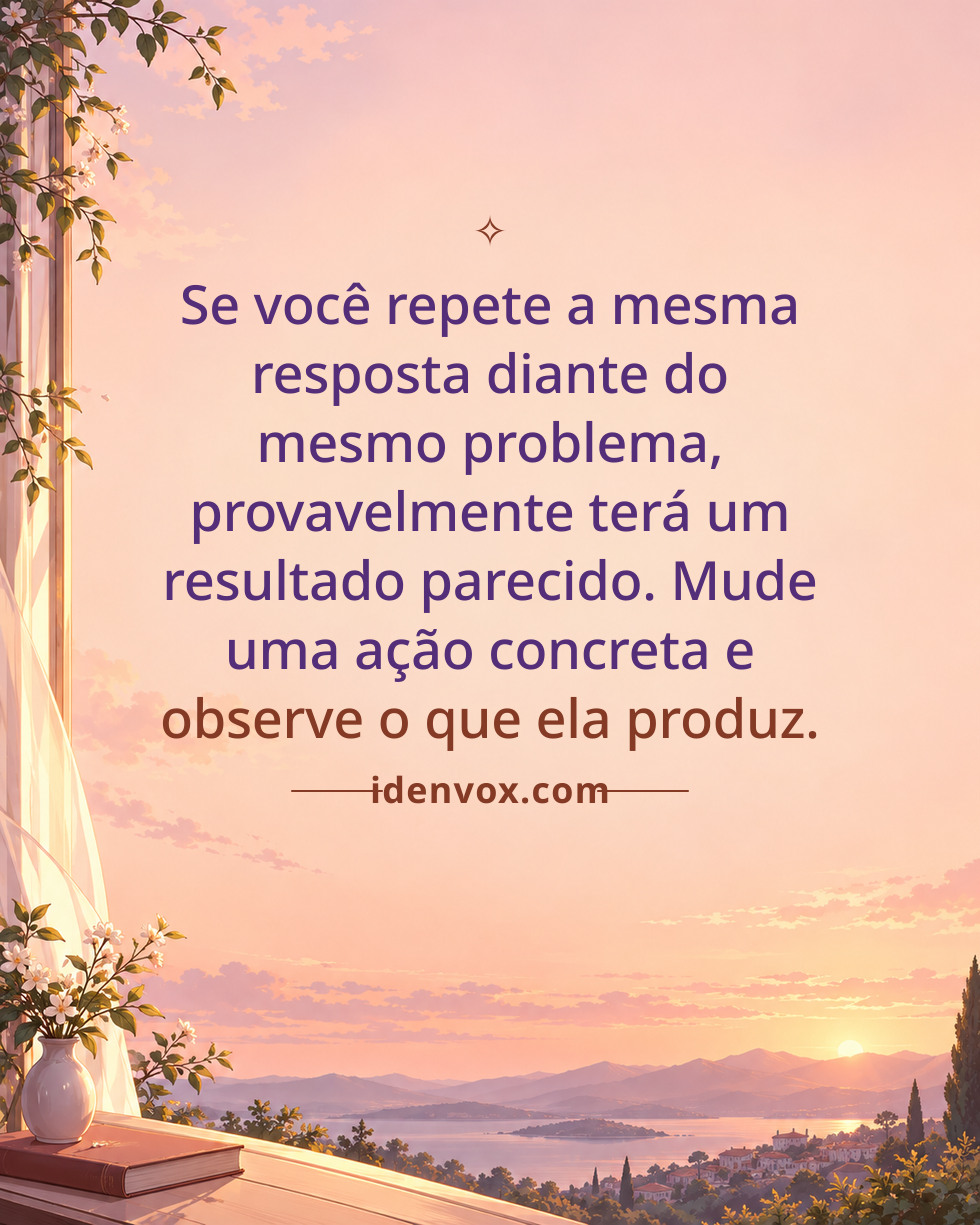 Se você repete a mesma resposta diante do mesmo problema, provavelmente terá um resultado parecido. Mude uma ação concreta e observe o que ela produz.