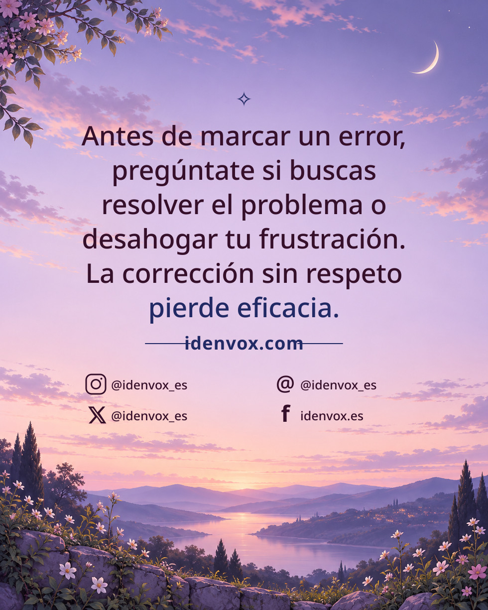 Antes de marcar un error, pregúntate si buscas resolver el problema o desahogar tu frustración. La corrección sin respeto pierde eficacia.