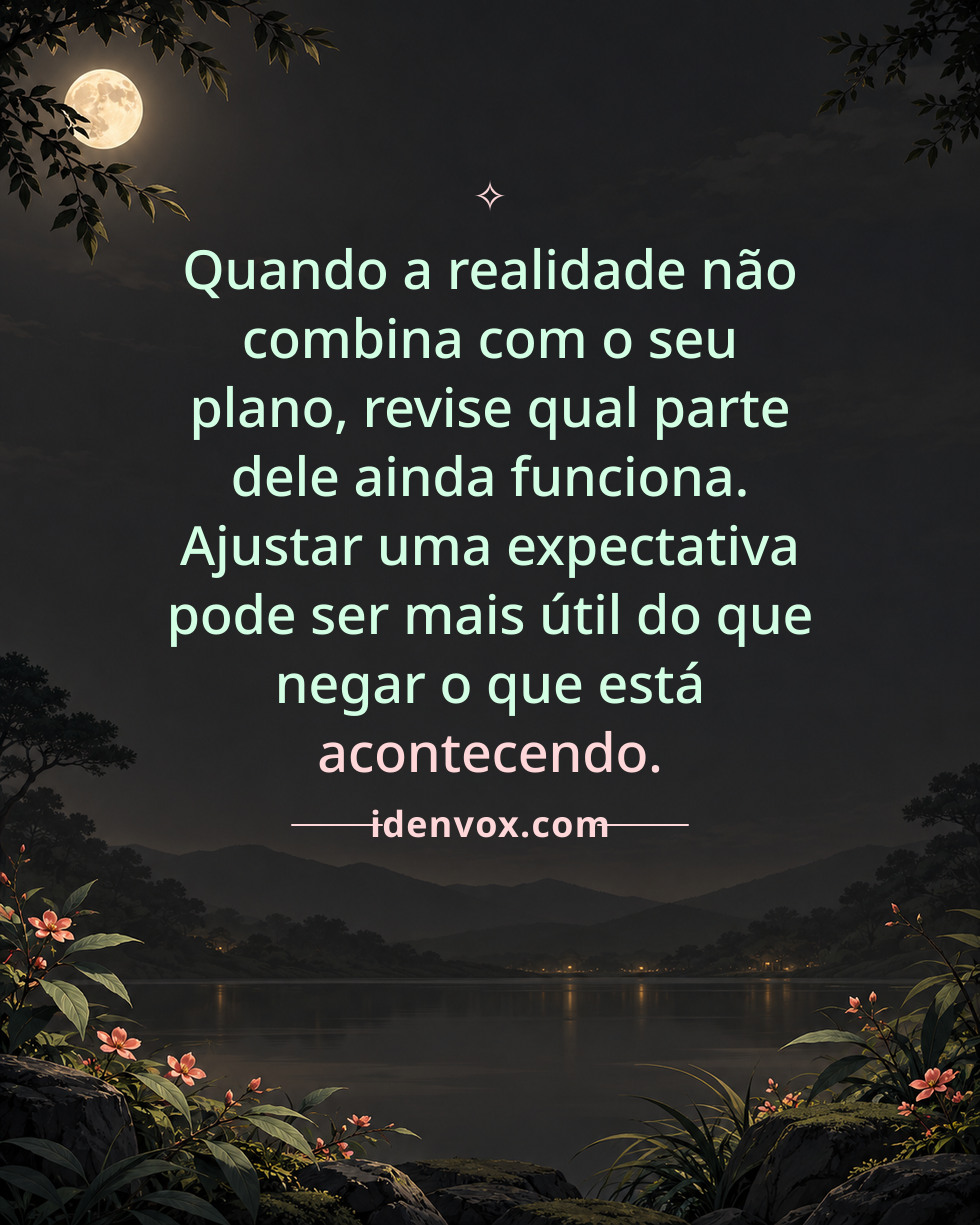 Quando a realidade não combina com o seu plano, revise qual parte dele ainda funciona. Ajustar uma expectativa pode ser mais útil do que negar o que está acontecendo.