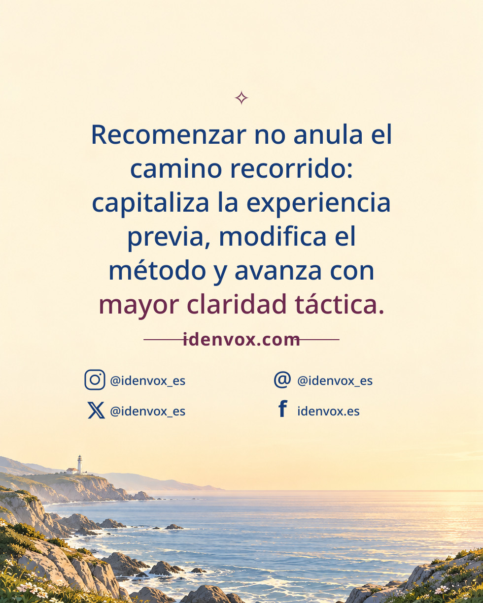 Recomenzar no anula el camino recorrido: capitaliza la experiencia previa, modifica el método y avanza con mayor claridad táctica.