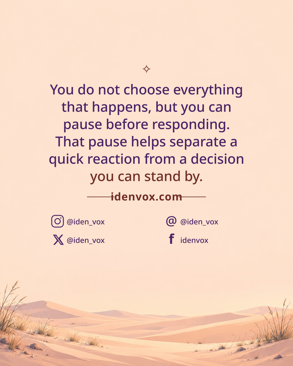 You do not choose everything that happens, but you can pause before responding. That pause helps separate a quick reaction from a decision you can stand by.