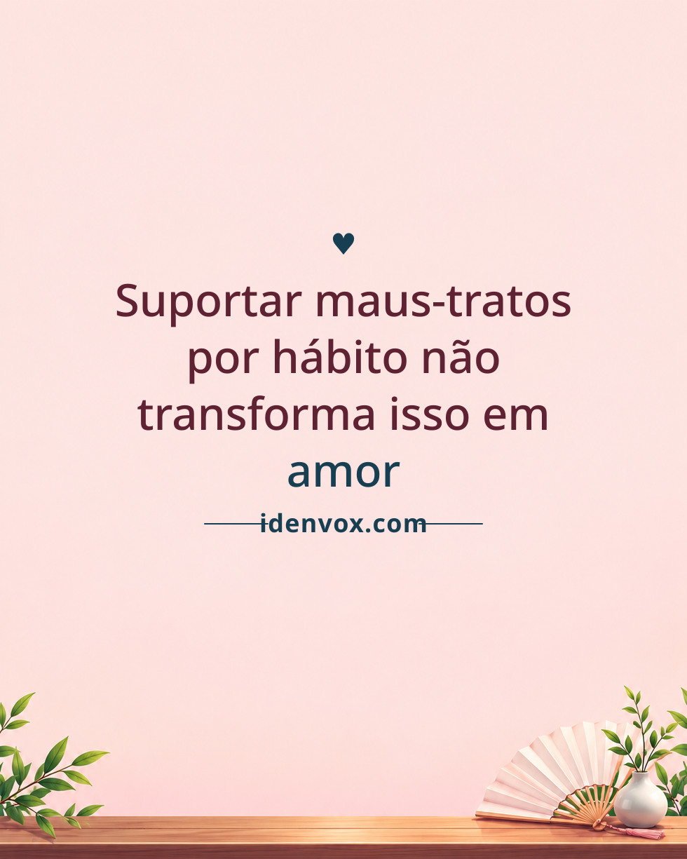 Suportar maus-tratos por hábito não transforma isso em amor